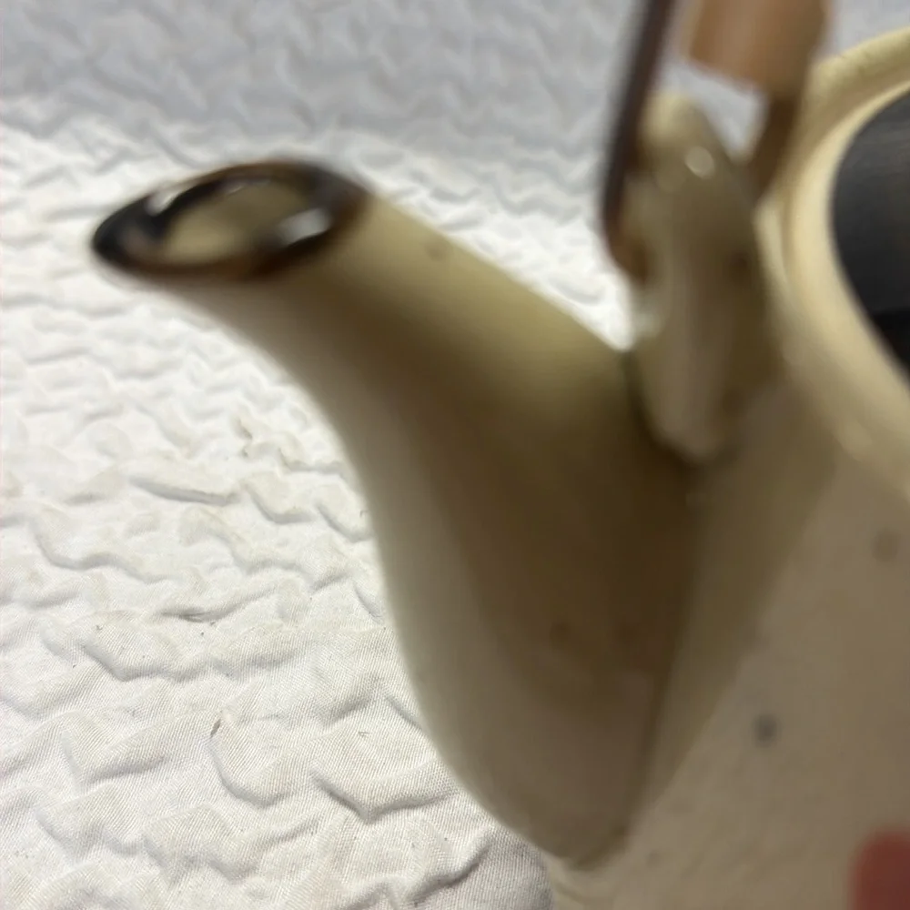 Vintage Floral Ceramic Teapot with Wicker Handle